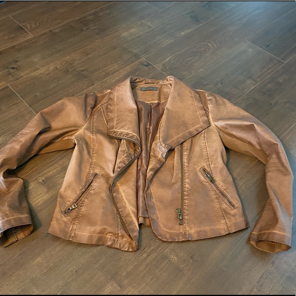 Distressed faux leather jacket